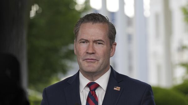 National Security Advisor Mike Waltz speaks during a television interview at the White House, Thursday, May 1, 2025, in Washington.  - Sputnik International