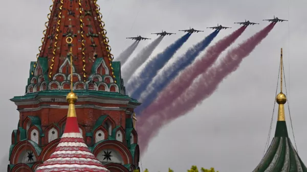 Su-25 attack aircraft at the military parade on Red Square in Moscow dedicated to the 80th anniversary of Victory in the Great Patriotic War. - Sputnik International
