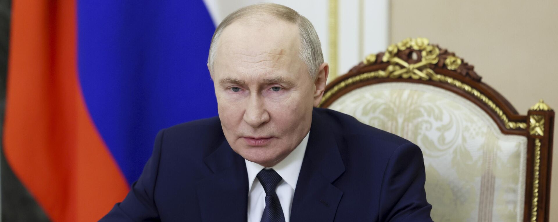 Russian President Vladimir Putin speaks during a video address to congratulate the military personnel and veterans of the Special Operations Forces, a branch of the Armed Forces of Russia, on their professional holiday at the Kremlin in Moscow, Russia, Thursday, Feb. 27, 2025 - Sputnik International, 1920, 18.06.2025