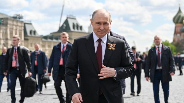 Russian President V. Putin and foreign leaders at the military parade in honor of the 80th anniversary of Victory - Sputnik International