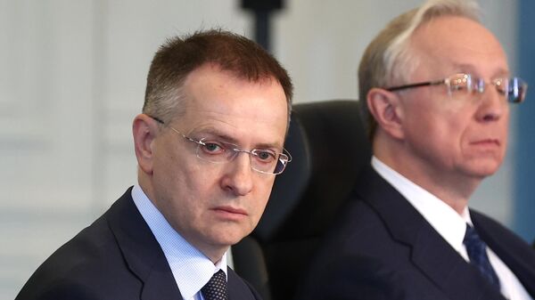 Russian Presidential Aide Vladimir Medinsky (left) at direct negotiations between the delegations of Russia and Ukraine at the Ciragan Palace in Istanbul. - Sputnik International