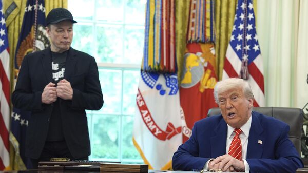 President Donald Trump speaks during a news conference with Elon Musk in the Oval Office of the White House, Friday, May 30, 2025, in Washington.  - Sputnik International