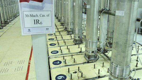 This photo released Nov. 5, 2019, by the Atomic Energy Organization of Iran shows centrifuge machines in Natanz uranium enrichment facility near Natanz, Iran.  - Sputnik International