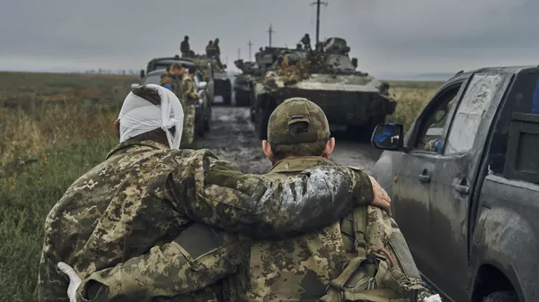 A wounded Ukrainian soldier on Sept. 12, 2022.  - Sputnik International