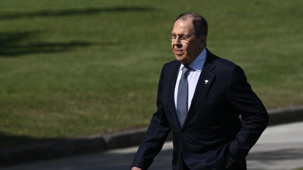 Russian Foreign Minister Sergey Lavrov after taking pictures of the participants of the XVII BRICS Summit, Rio de Janeiro, Brazil - Sputnik International