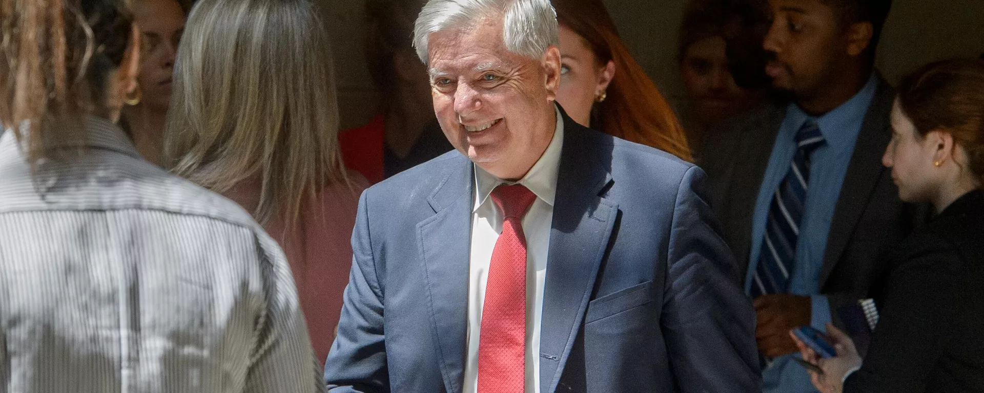 Sen. Lindsey Graham, R-S.C., right, departs following a classified briefing on President Donald Trump's directed strikes on Iranian nuclear facilities, Washington, Thursday, June 26, 2025. - Sputnik International, 1920, 18.07.2025