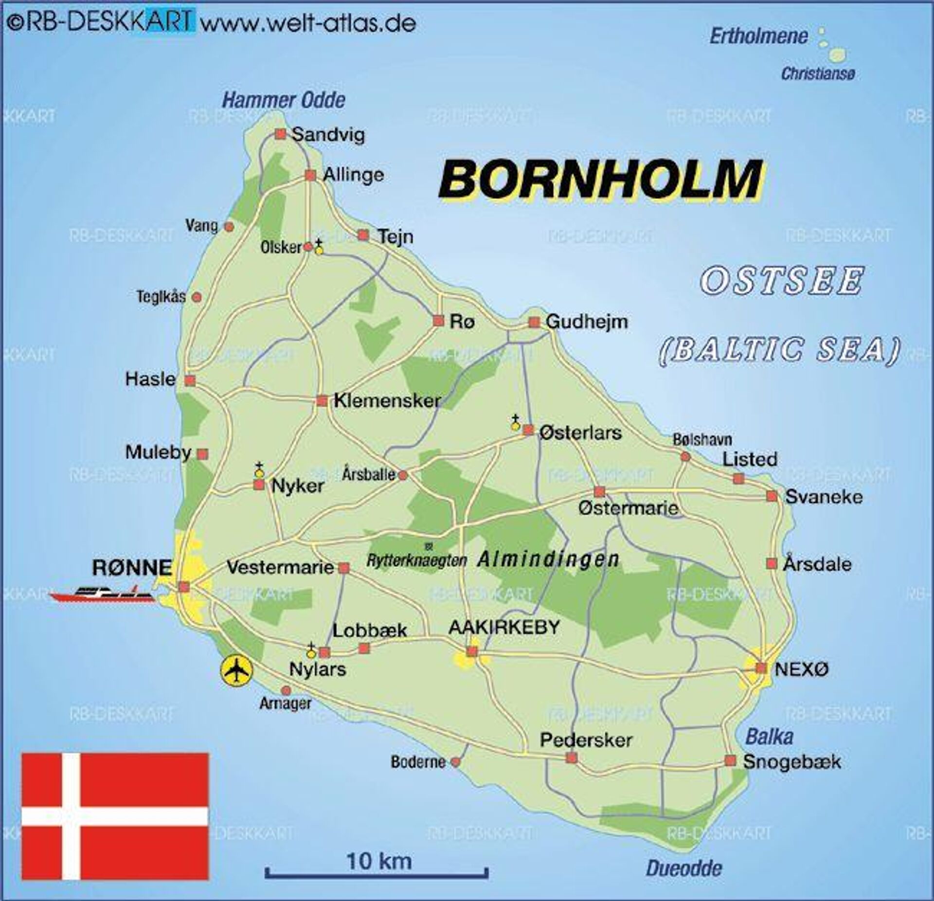 Map of Bornholm, Denmark. Map of Bornholm, Denmark. - Sputnik International, 1920, 14.07.2025