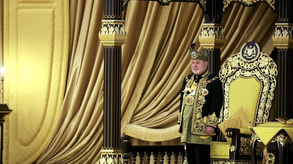 The 17th King of Malaysia, Sultan Ibrahim Iskandar stands in front of the throne during his coronation at the National Palace in Kuala Lumpur, Malaysia, Saturday, July 20, 2024 - Sputnik International