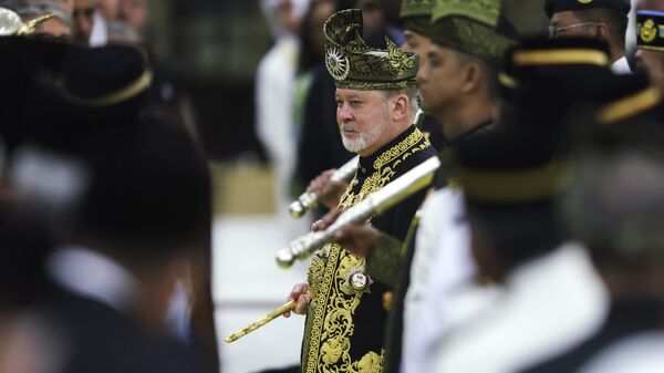 The 17th King of Malaysia, Sultan Ibrahim Iskandar, center, participates in his coronation at the National Palace in Kuala Lumpur, Malaysia, Saturday, July 20, 2024. - Sputnik International