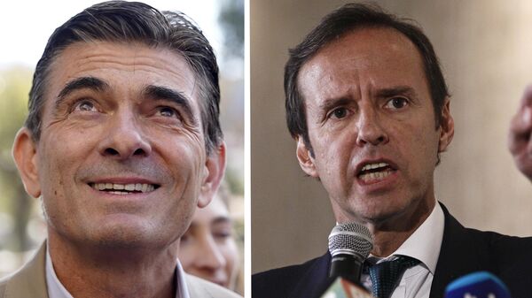 This combination photo shows presidential candidates Rodrigo Paz, left and Bolivia's former President Jorge Quiroga, right - Sputnik International