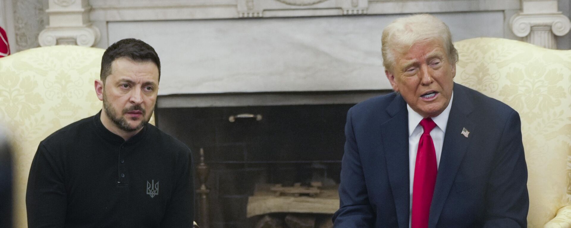 President Donald Trump, right, meets with Volodymyr Zelensky in the Oval Office at the White House, Friday, Feb. 28, 2025, in Washington.  - Sputnik International, 1920, 09.12.2025