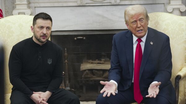 President Donald Trump, right, meets with Volodymyr Zelensky in the Oval Office at the White House, Friday, Feb. 28, 2025, in Washington.  - Sputnik International