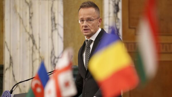 Hungary's Foreign Minister Peter Szijjarto speaks during a joint press conference in Bucharest, Romania, Tuesday, Sept. 3, 2024 - Sputnik International