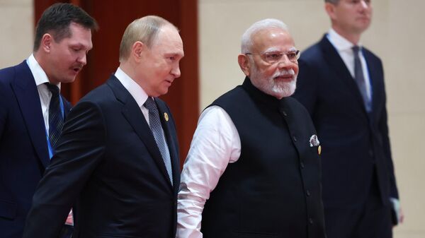 Prime Minister Narendra Modi with Russian President Vladimir Putin
 - Sputnik International