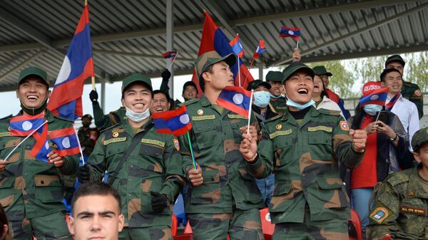 During the Tank Biathlon-2020 competition at the Alabino training ground in Moscow region, Lao Army fans cheered on their team on the fifth day of the VI International Army Games ARMI-2020.

The event features over 200 tank crews from 16 countries, split into two divisions. The first division includes teams from Azerbaijan, Belarus, Kazakhstan, China, Kyrgyzstan, Russia, Serbia, and Uzbekistan. The second division consists of teams from Abkhazia, Vietnam, Qatar, Congo, Laos, Myanmar, Tajikistan, and South Ossetia. - Sputnik International