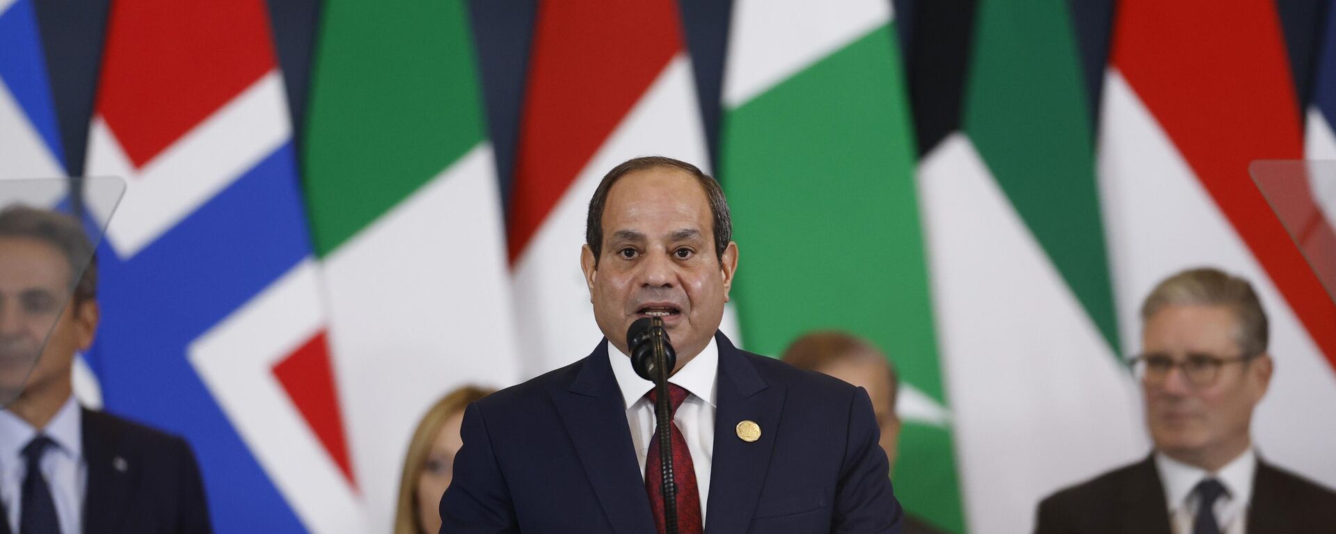 Egypt's President Abdel Fattah al-Sisi delivers a speech at the Gaza International Peace Summit, in Sharm el-Sheikh, Egypt, Monday, Oct.13 2025. - Sputnik International, 1920, 13.10.2025