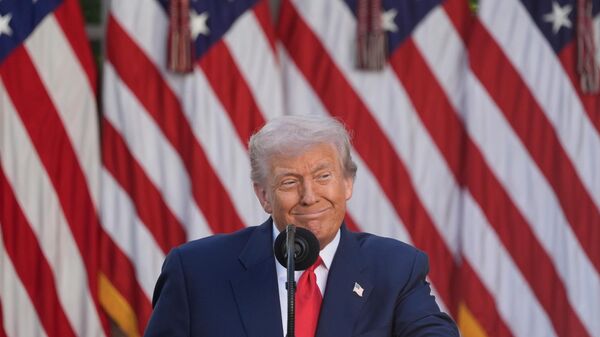 President Donald Trump speaks before posthumously awarding the Presidential Medal of Freedom to Charlie Kirk in the Rose Garden of the White House, Tuesday, Oct. 14, 2025, in Washington - Sputnik International