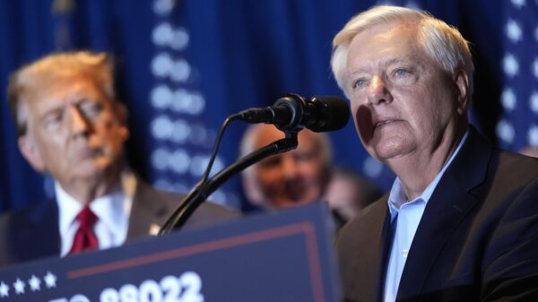 Sen. Lindsey Graham, R-S.C., speaks at a primary election night party at the South Carolina State Fairgrounds in Columbia, S.C., Saturday, Feb. 24, 2024.  - Sputnik International