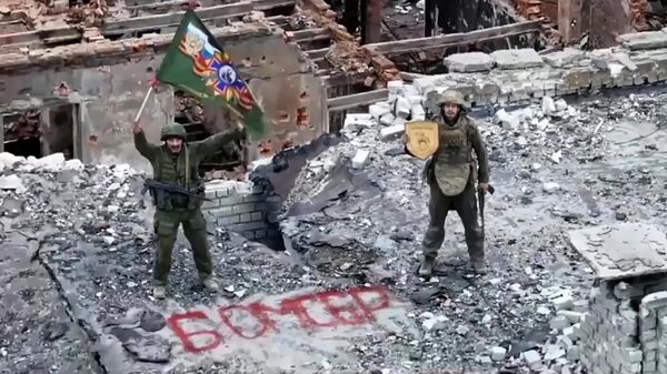 Russian forces liberate Seversk. Screenshot from drone video. - Sputnik International