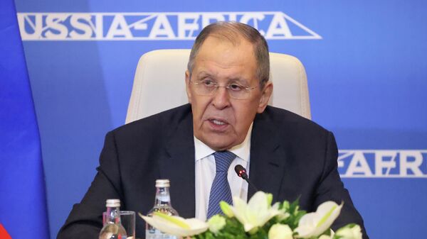 Russian Foreign Minister Sergey Lavrov during a joint press conference with Egyptian Foreign Minister Badr Abdel Ata at the Second Ministerial Conference of the Russia-Africa Partnership Forum in Cairo. - Sputnik International