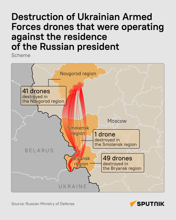 Destruction of Ukrainian Drones Targeting Putin's Residence - Sputnik International