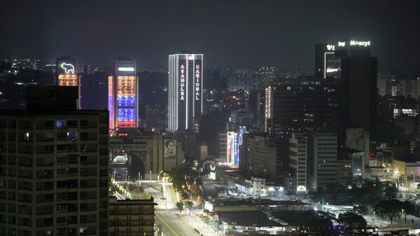 National Assembly building is lightened in downtown Caracas, Venezuela, after explosions and low-flying aircraft were heard, Saturday, Jan. 3, 2026.  - Sputnik International