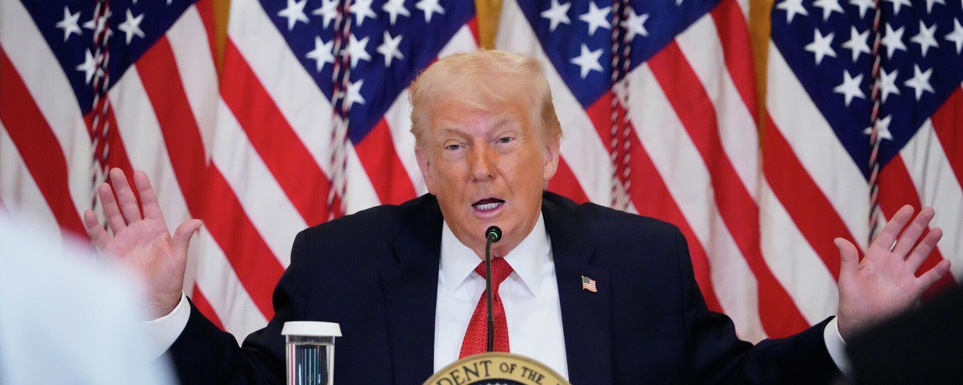 President Donald Trump speaks during an event to promote investment in rural health care in the East Room of the White House, Friday, Jan. 16, 2026, in Washington - Sputnik International, 1920, 18.01.2026
