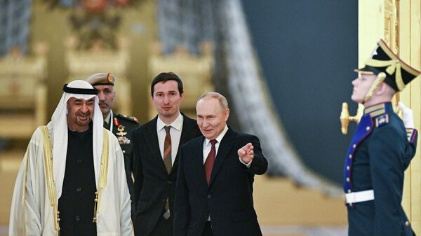 Meeting between Russian President Vladimir Putin and UAE President Mohamed bin Zayed Al Nahyan - Sputnik International
