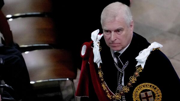 Britain's Prince Andrew during the coronation ceremony of Britain's King Charles III at Westminster Abbey in London Saturday, May 6, 2023.  - Sputnik International