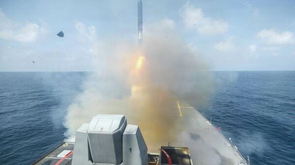 Arleigh Burke-class guided-missile destroyer USS Spruance (DDG 111) fires a Tomahawk Land Attack Missile (TLAM) in support of Operation Epic Fury, on Saturday, Feb. 28, 2026. - Sputnik International