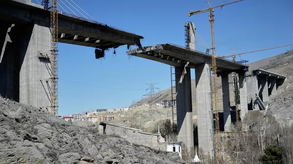A newly constructed bridge struck by US airstrikes Thursday is seen in Karaj, west of Tehran, Iran, Friday, April 3, 2026 - Sputnik International