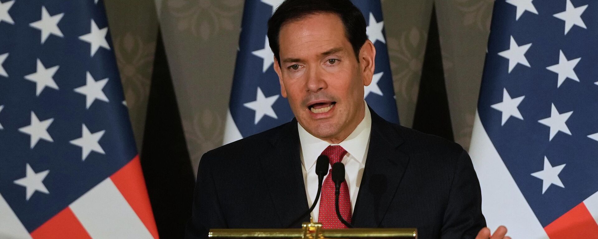 United States Secretary of State Marco Rubio speaks during a joint press conference with India's Minister of External Affairs S. Jaishankar following their talks in New Delhi, India, Sunday, May 24, 2026 - Sputnik International, 1920, 25.05.2026
