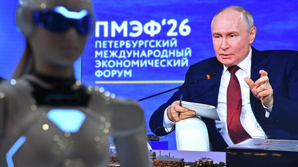 President Vladimir Putin at the 2026 St. Petersburg International Economic Forum. June 5, 2026. - Sputnik International