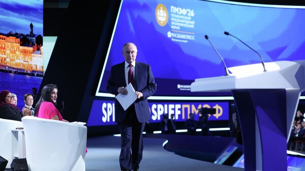 President Putin at the plenary session of the St. Petersburg International Economic Forum, 2026. - Sputnik International