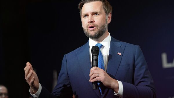 U.S. Vice President JD Vance makes an opening statement at the start of a quadrilateral meeting between the US, Iran, Pakistan, and Qatar at the Buergenstock Resort Lake Lucerne, near Stansstad, Switzerland, Sunday, June 21, 2026.  - Sputnik International