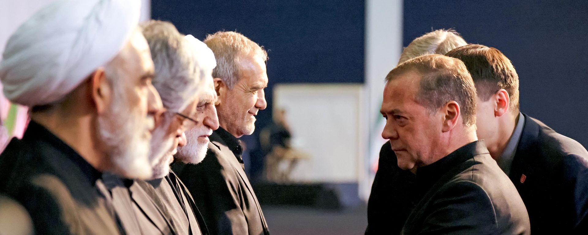 Russian Deputy Security Council Chairman Dmitry Medvedev participates in the funeral ceremony for the late Ayatollah Ali Khamenei. Tehran, July 3, 2026 - Sputnik International, 1920, 04.07.2026