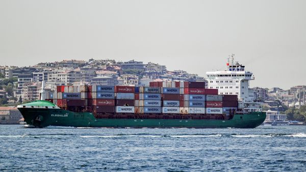 Container ship passing through the Bosphorus Strait in Istanbul - Sputnik International