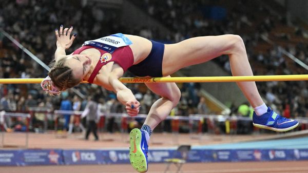 Natalia Spiridonova (Russia) competes in the high jump at the Russian Winter International Athletics Tournament in Moscow. - Sputnik International