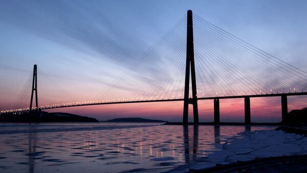 Cable-stayed bridge to Russky Island - Sputnik International