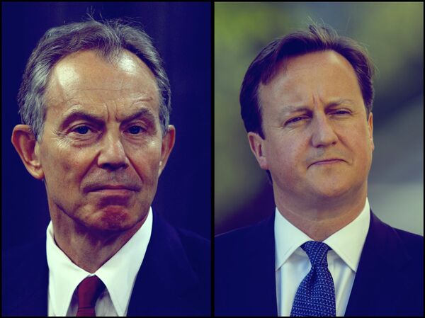 Former UK Prime Ministers Tony Blair and David Cameron  - Sputnik International