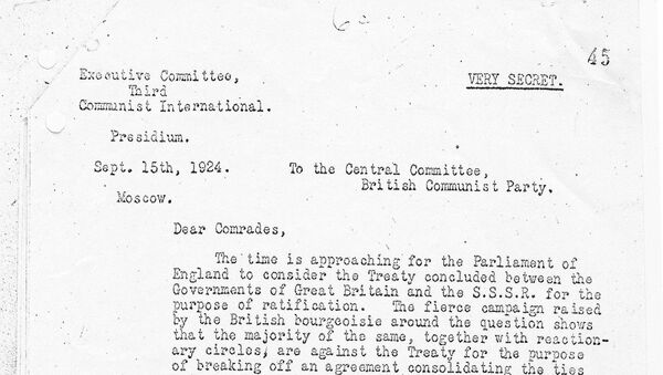 Letter from Grigori Zinoviev, to the Communist Party of G B (copy), 8 Oct 1924. The National Archives - Sputnik International