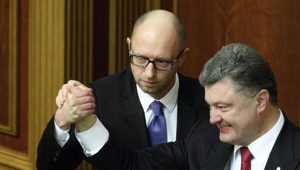 Inaugural session of Verkhovna Rada parliament, Kiev, Ukraine - 27 Nov 2014 Arseniy Yatsenyuk and Petro Poroshenko 27 Nov 2014 - Sputnik International