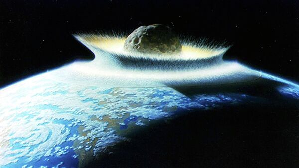 Artist's impression of asteroid hitting earth - Sputnik International