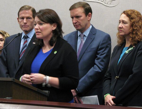 Nicole Hockley, whose 6-year-old Dylan died in the Sandy Hook Elementary School shootings in 2012, speaks at a news conference Monday, Dec. 15, 2014, in Hartford, Conn., marking the second anniversary of the shooting and calling for more legislation to curb gun violence. Nicole Hockley, whose 6-year-old Dylan died in the Sandy Hook Elementary School shootings in 2012, speaks at a news conference Monday, Dec. 15, 2014, in Hartford, Conn., marking the second anniversary of the shooting and calling for more legislation to curb gun violence. - Sputnik International