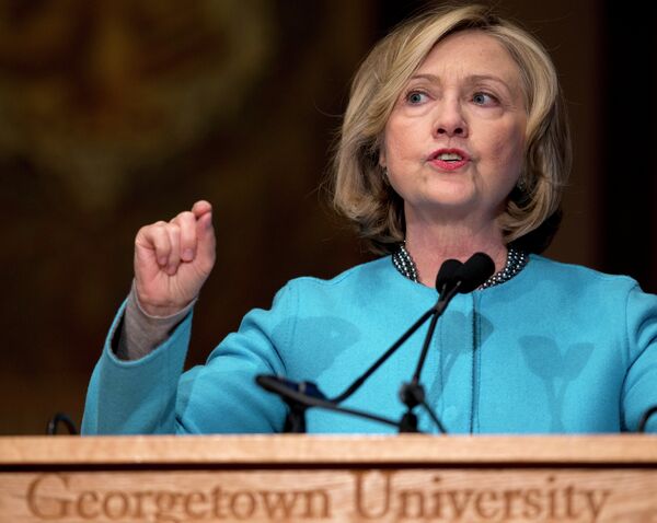 Former Secretary of State Hillary Rodham Clinton speaks in Gaston Hall at Georgetown University in Washington. - Sputnik International