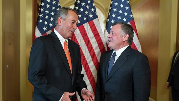 Speaker John Boehner welcoming King Abdullah II of Jordan in February. - Sputnik International