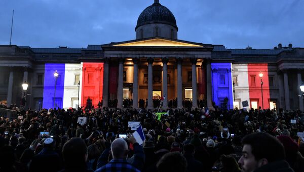 National Gallery and Trafalgar Square lit up in tricolore - Sputnik International