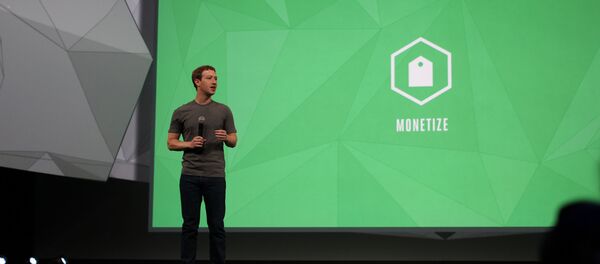 Mark Zuckerberg on stage at Facebook's F8 Conference in April Mark Zuckerberg on stage at Facebook's F8 Conference in April - Sputnik International