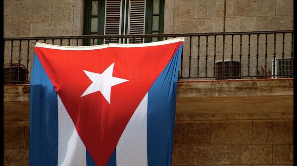 Cuban flag hanging in Havana - Sputnik International