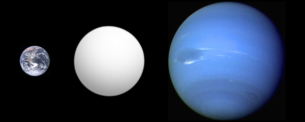 A size comparison of a recently-discovered exoplanet, Kepler-10c (middle) with Earth (left) and Neptune (right) - Sputnik International